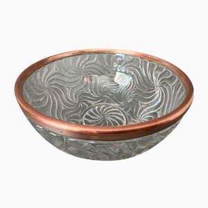 Baccarat Salad Bowl Bamboo Model with Silver Metal Rim