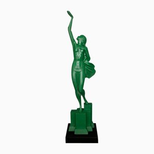 Art Deco Statue of Nude Female Dancer by Fayral Max Le Verrier, 1930s