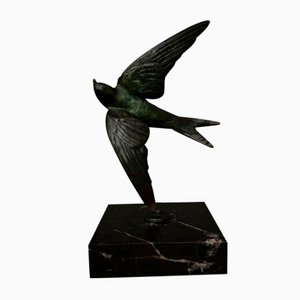 Art Deco Bronze Swallow by Luc