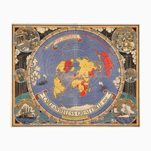 Great Circle World Map by Macdonald Gill