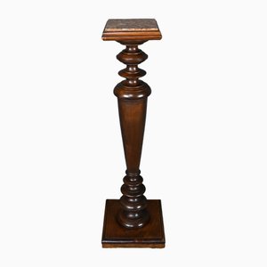Hohe Säule aus Nussholz & Marmor, 1920