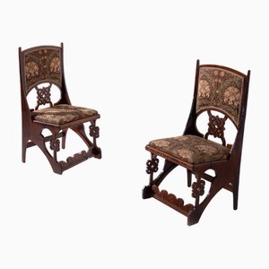 Art Deco Stühle aus Holz & floralem Stoff, 1940er, 2er Set