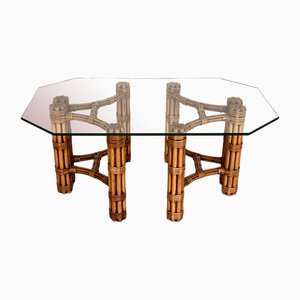 Moderner Couch- oder Beistelltisch aus Bambus mit Lederriemen von McGuire, 1970er