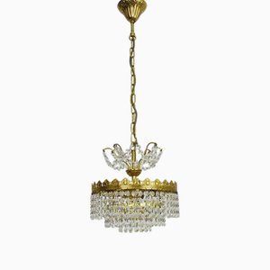 Chandelier in Brass and Glass, 1960s