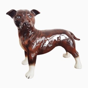 Vintage Staffordshire Bull Terrier aus Porzellan