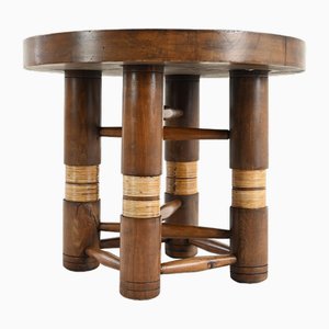 Side Table in Oak and Cane by Charles Dudouyt, 1940