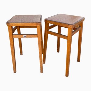 Vintage Hocker aus Buche & Vinyl, 1970er, 2er Set