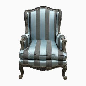 Striped French Wingback Armchair