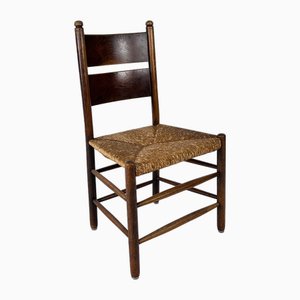 French Oak and Rush Side Chair, 1940s