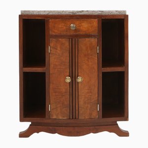 Art Deco Cabinet in Wood with Marble Top, France, 1930s