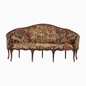 18th Century French Walnut Settee with Needlepoint Upholstery