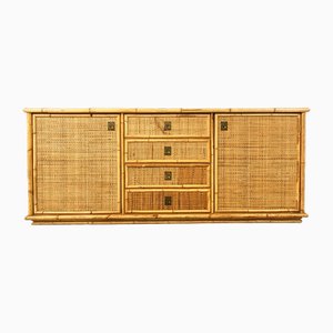 Wicker and Bamboo Sideboard attributed to Dal Vera, 1960s