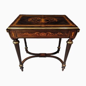 Tavolino Napoleone III con alette intarsiate