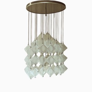 Plafonnier en Aluminium et Verre Opalin de Mazzega, Italie, 1969