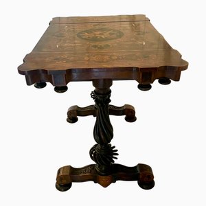 Victorian Marquetry Inlaid Burr Walnut Side Table, 1850s