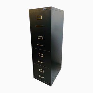 Mid-Century Filing Cabinet with Black with Chrome-Plated Handles, 1950s