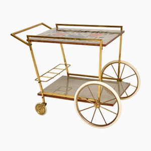 Vintage Italian Brass Drinks Trolley, 1960s