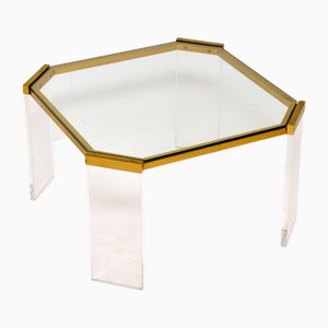 French Brass & Acrylic Coffee Table, 1970s