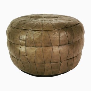 Leather Patchwork Pouf, 1970s