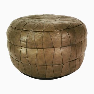 Patchwork Pouf aus Leder, 1970er