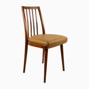 Sedia da pranzo in pelle marrone cammello, anni '70