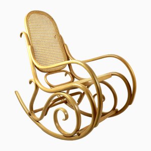 Vintage Natural Wood Rocking Chair attributed to Michael Thonet