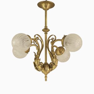 Wiener Barock Kronleuchter mit handgeschliffenen Glasschirmen, Österreich, 1900er, 1890er