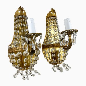 Vintage Empire Brass Wall Sconces, 1930s, Set of 2