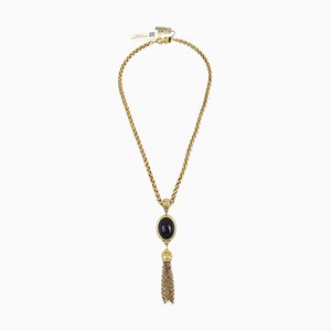 Gold Black Fringe Chain Pendant Necklace from Givenchy