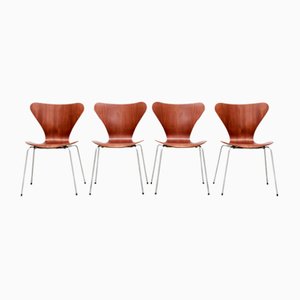Danish FH3107 Butterfly Teak Plywood Chairs by Arne Jacobsen for Fritz Hansen, 1950s, Set of 4