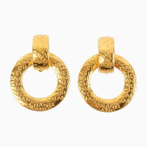 Gold Logo Hoop Earrings from Chanel