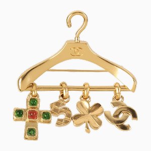 Gold, Green & Pink Gripoix Hanger Multi Motif Brooch from Chanel, 2002