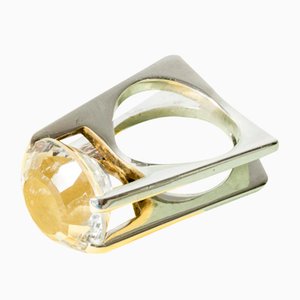 Anello in argento e cristallo di rocca di Claës Giertta, 1967