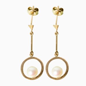 Gold and Pearl Earrings from Stigbert, 1959, Set of 2