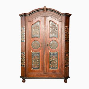 Antique Painted Folk Art Bridal Wardrobe, 1862