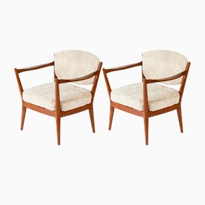 Poltrone Mid-Century in pelle di pecora, anni '60, set di 2