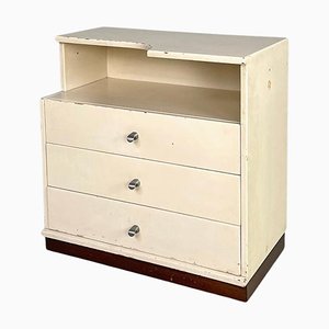 Modern Italian White Wooden Bedside Table with Shaped Top, 1980s