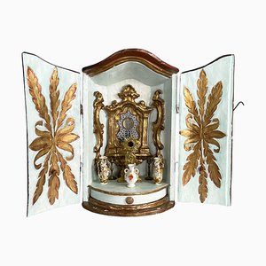 Mesa de altar italiana antigüedades de madera, década de 1700