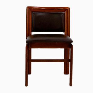 Sedia vintage in pelle marrone
