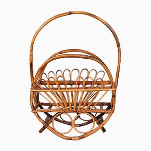 Vintage Magazine Rack in Bamboo and Wicker