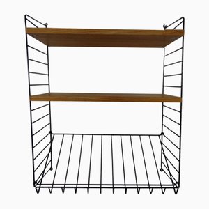Mueble de pared sueco de fresno y metal de Kajsa & Nils Nisse Strinning para String, años 50