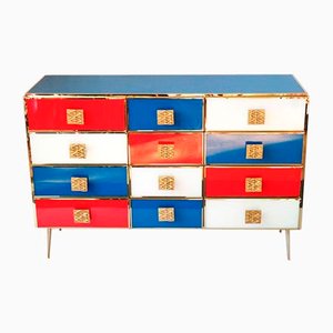 Colored Glass Chest of Drawers, 1980s