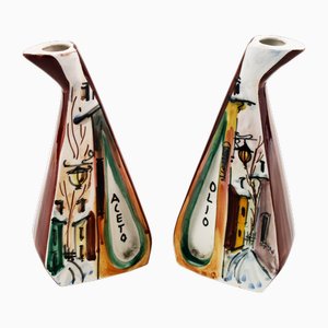 Mid-Century Ceramic Vinegar & Oil Container, 1950s, Set of 2