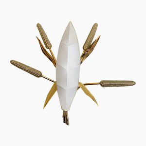 Large Regency Wheat Sheaf Corn Insect Wall Light, 1980s