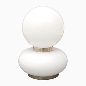 Lampada da tavolo con doppio diffusore in vetro bianco, anni '70