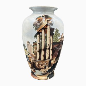 Vase Moderne en Céramique avec Décor Faenza, 1970s