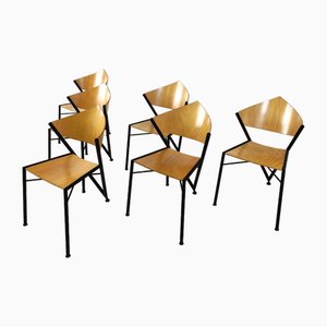 Postmodern Stackable Dining Chairs, 1980s, Set of 6