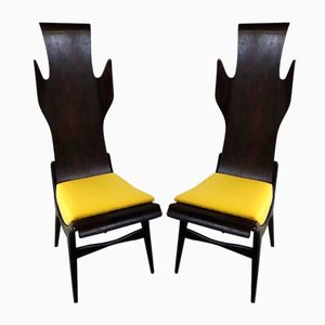 Mid-Century High Back Flame Dining Chairs by Dante Latorre, 1950s, Set of 4