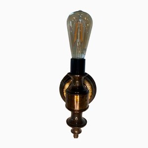 Lampada da parete vintage in ottone dorato, anni '60