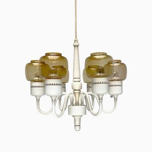 Mid-Century Swedish T526 Chandelier with Amber Colored Glasses by Hans-Agne Jakobsson for Hans-Agne Jakobsson Ab, 1960s
